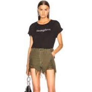 R13 Distressed camp short in army green, sz 27